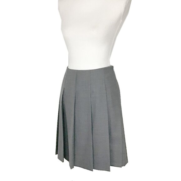Brooks Brothers Box Pleated Herringbone Wool Blend Skirt - Picture 2 of 9